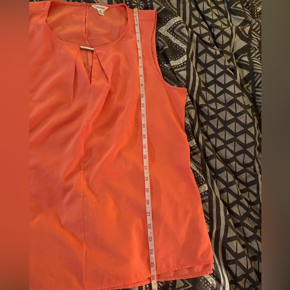 Women’s Calvin Klein Orange Sleeveless Blouse with Keyhole Detail size large - Picture 7 of 8